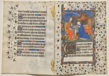 Dubbelblad ur en tidebok: Jungfruns kröning (recto)