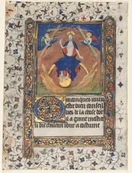 Blad från en timbok: Kristus i domen, ca. 1415.