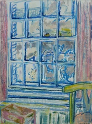 Sovrumsfönstret (olja & pastell på papper)