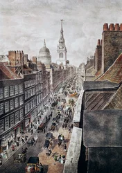 Cheapside Street i London, gravyr, England, Storbritannien
