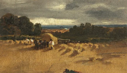 Skördeplats (olja på papper)