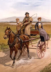 Irish Jaunting Car, ca 1895 (lito i färg)