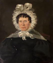 Mrs. Rebekah Franklin, fru till pastor Francis Franklin, sent 1840-tal (olja på duk)