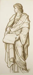 Muse of Literature - Tecknad film för målat glas, ca 1890 (akvarell på papper)