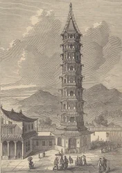 Porslinstorn i Nanjing (gravyr)