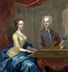 Thomas Powell och hans hustru Mary (olja på duk)