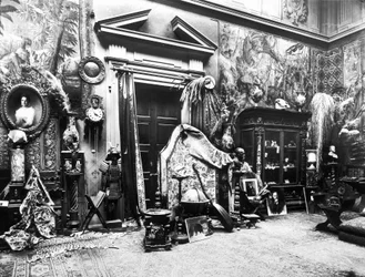Studio ya mchoraji Florentine Edoardo Gelli (b/w picha)swed