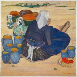 Toepfermarkt - marknad med krukor (olja på duk)