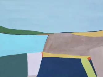 Abstrakt landskapsbild i färgblock