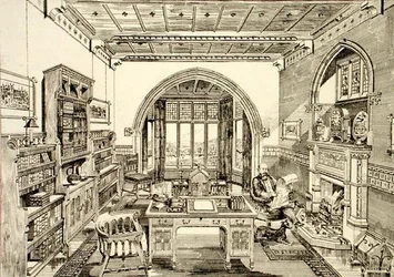 Interiörvy av ett bibliotek