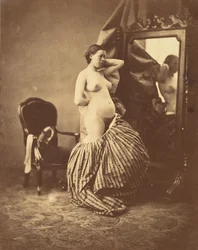 [Nakenmodell framför en spegel], ca 1857