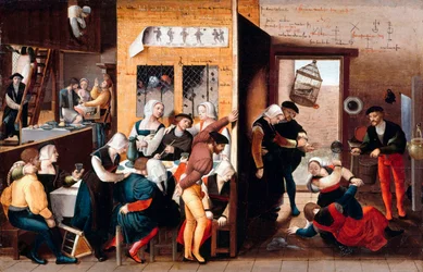 ""Scen inuti en bordell"" (Brotellscen) Målning av Monogrammist of Brunswick (1500-omkring 1542 eller 1550) 1537 - Olja på trä Dim 29x45 cm Staatliche Museen, Berlin