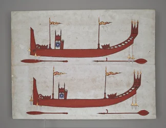 Eller 14005 Royal Barges and Boats (bläck, färg & guld på papper)