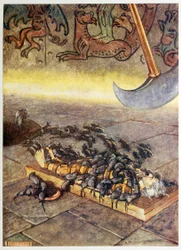 De svärmade över mig i ständigt ackumulerande högar., från Selected Tales of Mystery, pub. 1909.