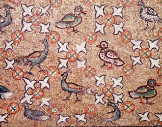 Fåglar (detalj av mosaik, 500-talet)