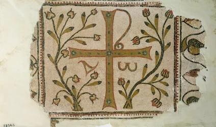 Sbeitla-korset, från Henchir Ali Ben Rzals basilika, Tunisien, 500-600-talet (mosaik)