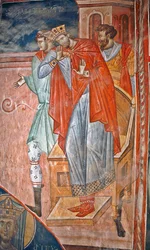 Diocletianus (Diocletien, 244-311)- Peinture de Damiane (aktivt 1300-tal) - 1300-talet - Fresco - Saint George