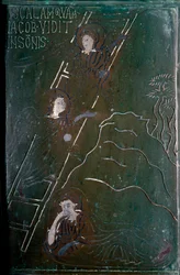 Jakob ser i dröm änglarna stiga upp och ner på bronsdörrsskalan tillverkad i Konstantinopel 1076. Monte Sant 