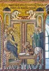 Jesus helar den förlamade, bysantinska mosaiken, avsnitt ur Kristi liv, XII-XIII århundraden (mosaik)