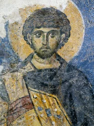 Mercurius av Caesarea, fragment av en fresk från Sankta Maria av Konstantinopel (idag Odalar-moskén), Istanbul, Turkiet. bysantinsk civilisation