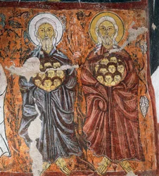 Skyddshelgon för oskyldiga, bysantinsk fresk (1212), Gulsehir Karsi Kilise (S:t Johannes kyrka), Goreme (Unescos världsarvslista