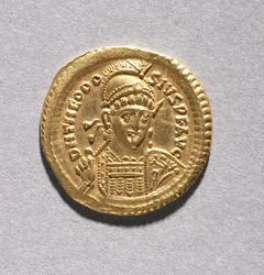 Solidus av Theodosius II och Valentinianus III