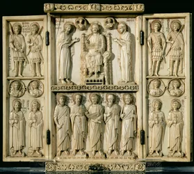 Harbavilletriptyken med Kristus på tronen, Jungfrun och Johannes Döparen samt andra paneler med helgon, från Konstantinopel