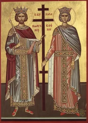 Kejsar Konstantin och hans mor kejsarinnan Helena av Konstantinopel (tryck)