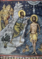 Trettondagen - Bysantinsk mästare - 1500-talet - Fresk - Dionysiou kloster, berget Athos