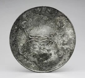 Spegel med handtag i form av en Herakles-knut, c.280-400 (silver)