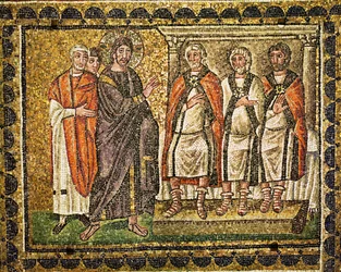 Kristus inför Kajafas och översteprästerna, 600-talet (mosaik)