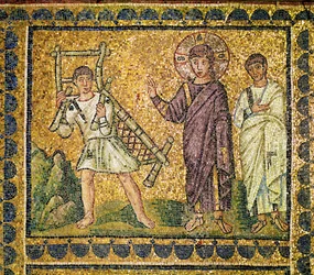 Jesus botar en person som lider av pares, 600-talet (mosaik)