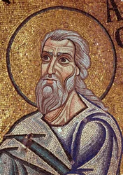 Profeten Habacuc (Habacuc, Habacuc, Habakkuk, Abakuk, Havakuk) (600-talet f.Kr.). Verk av en bysantinsk mästare, mosaik, detalj av dekorationen av Markuskyrkan i Venedig (Italien)