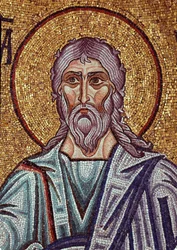 Profeten Jeremia (600-talet f.Kr.). Verk av en bysantinsk mästare, mosaik, detalj av dekorationen av Markuskyrkan i Venedig (Italien)