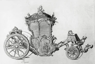 Design för rokokovagn, gravyr
