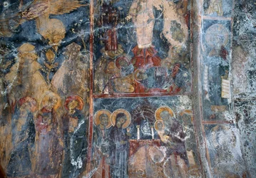 Fresk i kyrkan Metamorphosis Sotiros, Voutas, Kreta, Grekland (foto)