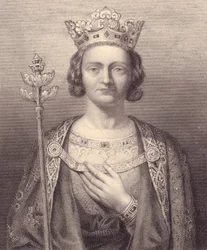 Porträtt av kung Filip V av Frankrike, Lång (1293-1322), gravyr, 9x7 cm, från Galerie Historique de Versailles, Histoire de France, Charles Gavard Publisher, Paris, cirka 1840