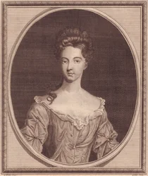 Porträtt av Margaret Cecil, grevinna av Ranelagh (1672 eller 1673-1728), kopparstick av John Goldar (1729-1795) från målning av G Kneller