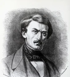 Porträtt av Paul-Emile Botta (1802-1870), italienskfödd fransk arkeolog, gravyr Frankrike