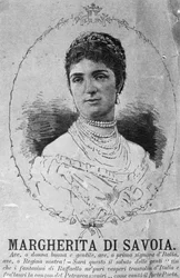 Porträtt av prinsessan Margherita av Savojen (1851-1926), drottningkonsort av kungariket Italien genom äktenskap med Umberto I