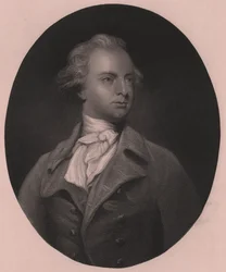 Porträtt av Sir Abraham Hume, Second Baronet (1749-1838), gravyr av G Stodard från målning av Joshua Reynolds, 25x33 cm, Virtue and Co Publisher, London, cirka 1860