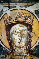 Saint, fresk i kyrkan Agios Ioannis Prodromos