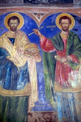 Saints Cosmas och Damian, klostret Megalo Sotiris, ön Symi, Grekland (foto)
