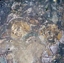 Heliga, fresk i kyrkan i Kandanos, Kreta, Grekland (foto)