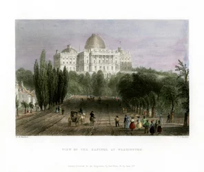 Utsikt över Capitolium i Washington, USA, 1837.
