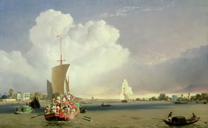 På Hooglyfloden vid Garden Reach nedanför Calcutta, 1852