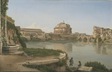 Utsikt över Tibern från Trastevere mot Castel S. Angelo