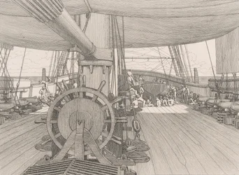 Däck på ett krigsskepp, ca. 1833.