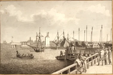 Utsikt från Langelinie mot Nyholm, t.h. hyran av flottan
