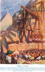 Building a Pyramid, illustration från "Wonders of Land and Sea", publicerad av Cassell, London